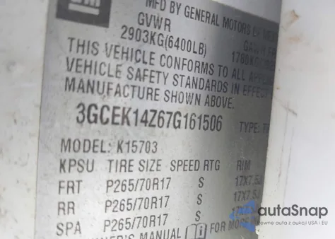 2007 Chevrolet Silverado 1500 Classic Lt1 from USA, damaged, VIN 3GCEK14Z67G161506